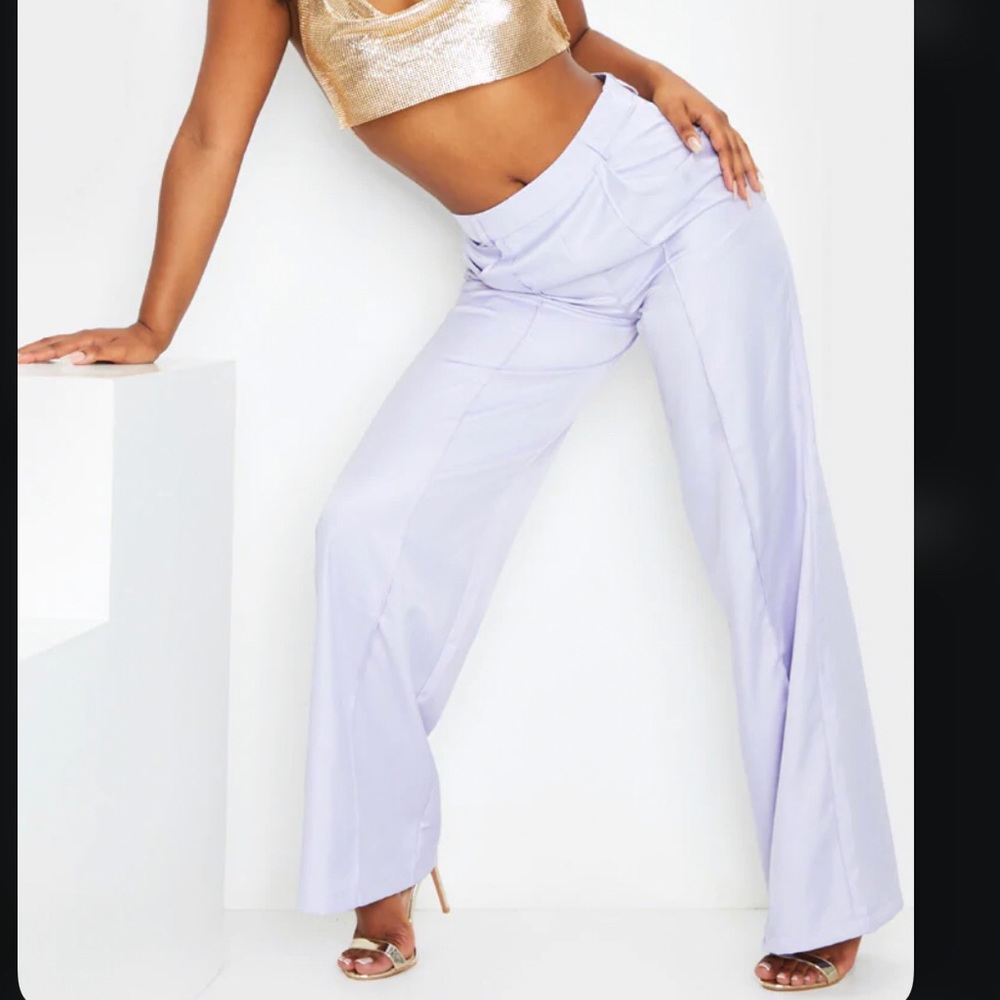 PLT Lilac Seam Detail Wide Leg Pants